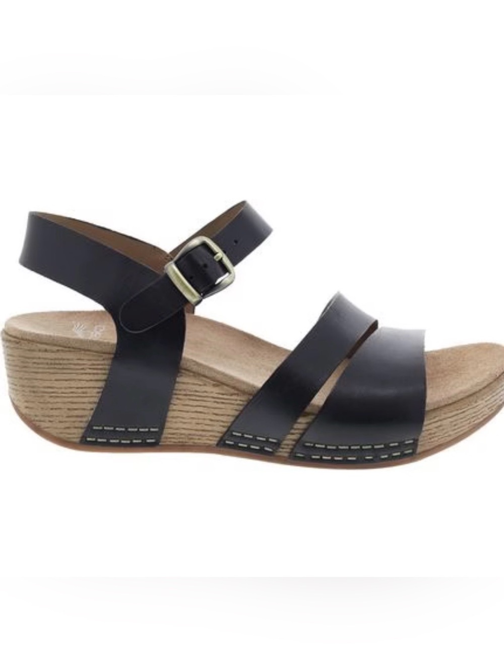 Women’s Dansko Lindsay Black Strappy Leather Wedge Sandal - size 36 US 6